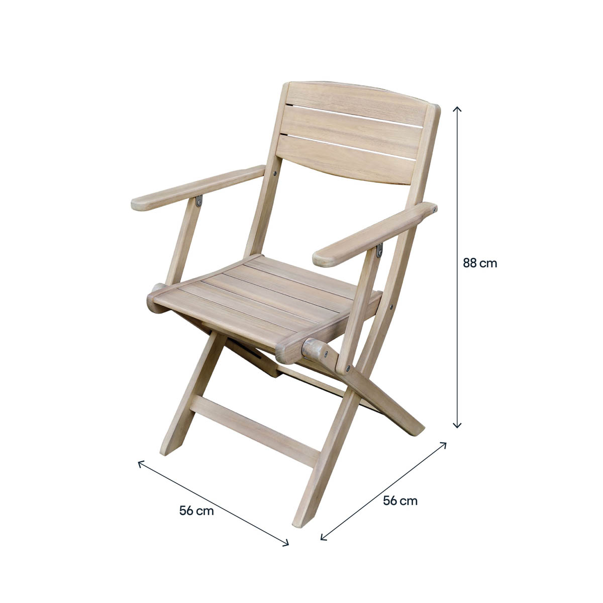 Garden Armchair Natural Wooden Foldable Outdoor Patio Furniture Pack of 2 - Image 5