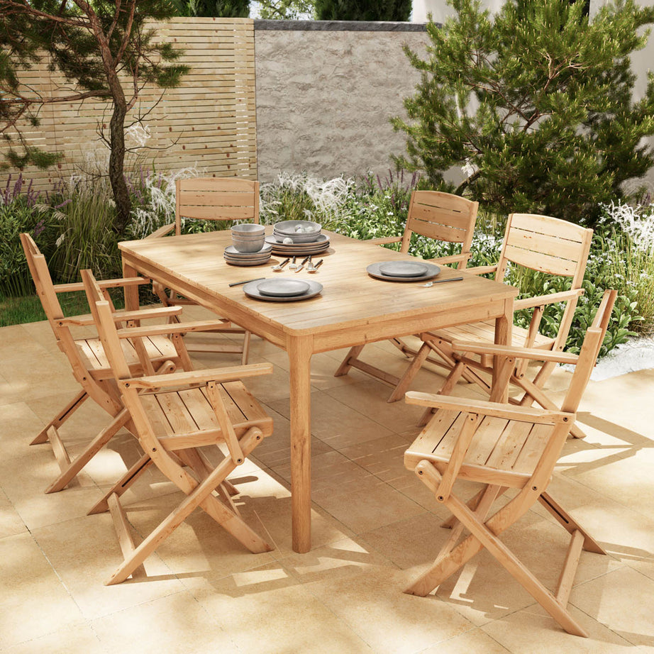 Garden Armchair Natural Wooden Foldable Outdoor Patio Furniture Pack of 2 - Image 9