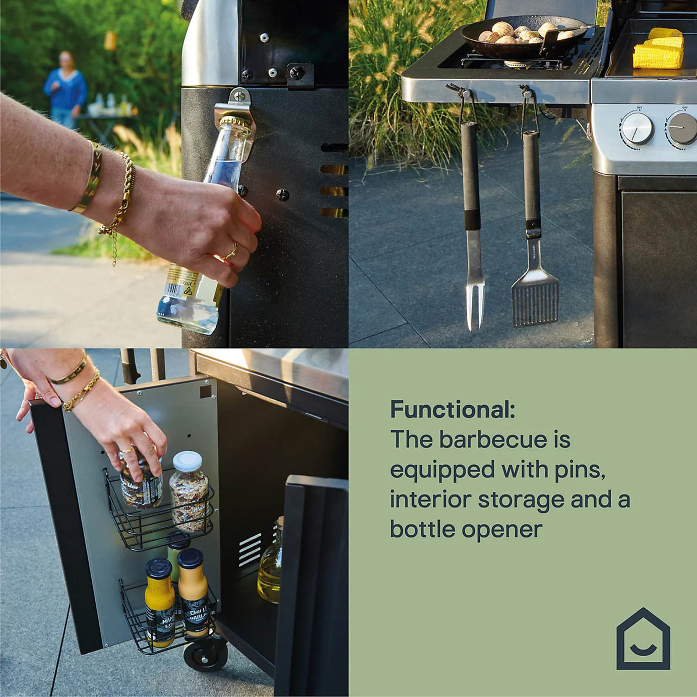 GoodHome Attaia Gas BBQ 4 Burner Black Outdoor Barbecue Grill - Image 5