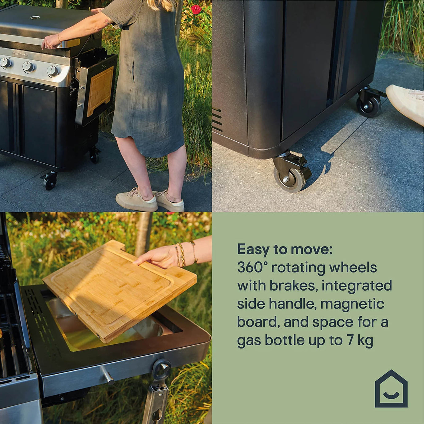 GoodHome Attaia Gas BBQ 4 Burner Black Grill Side Burner Patio Garden - Image 6
