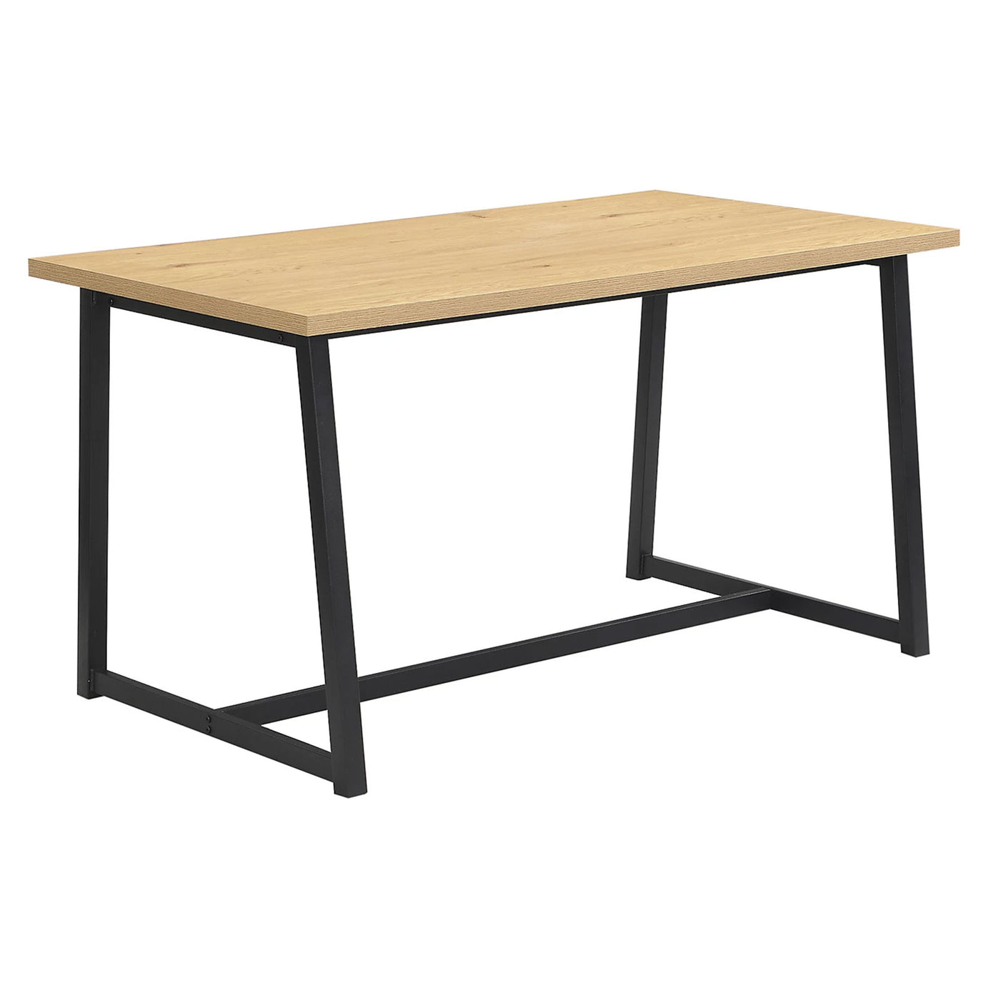 Indoor Dining Table & Bench Set Oak Effect Rectangular 4-Seater - Image 9