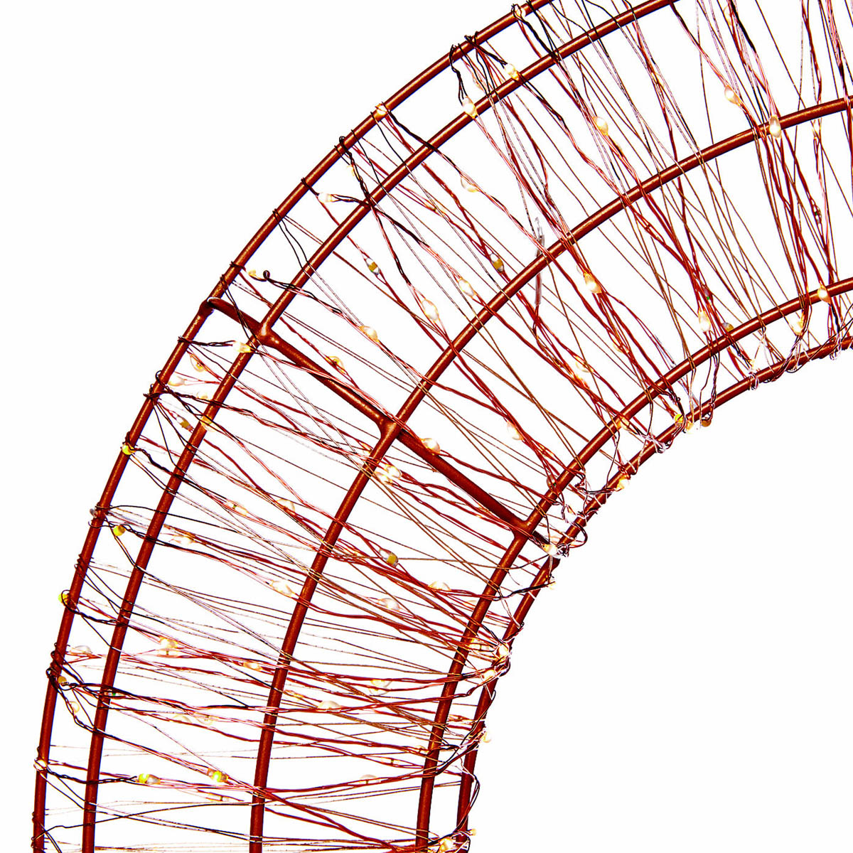 Christmas Wreath Rose Gold Effect LED Illuminated Round Warm White Outdoor 45cm - Image 3