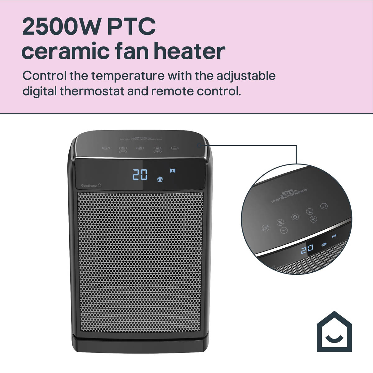 GoodHome 2.5W Black Fan heater - Image 4