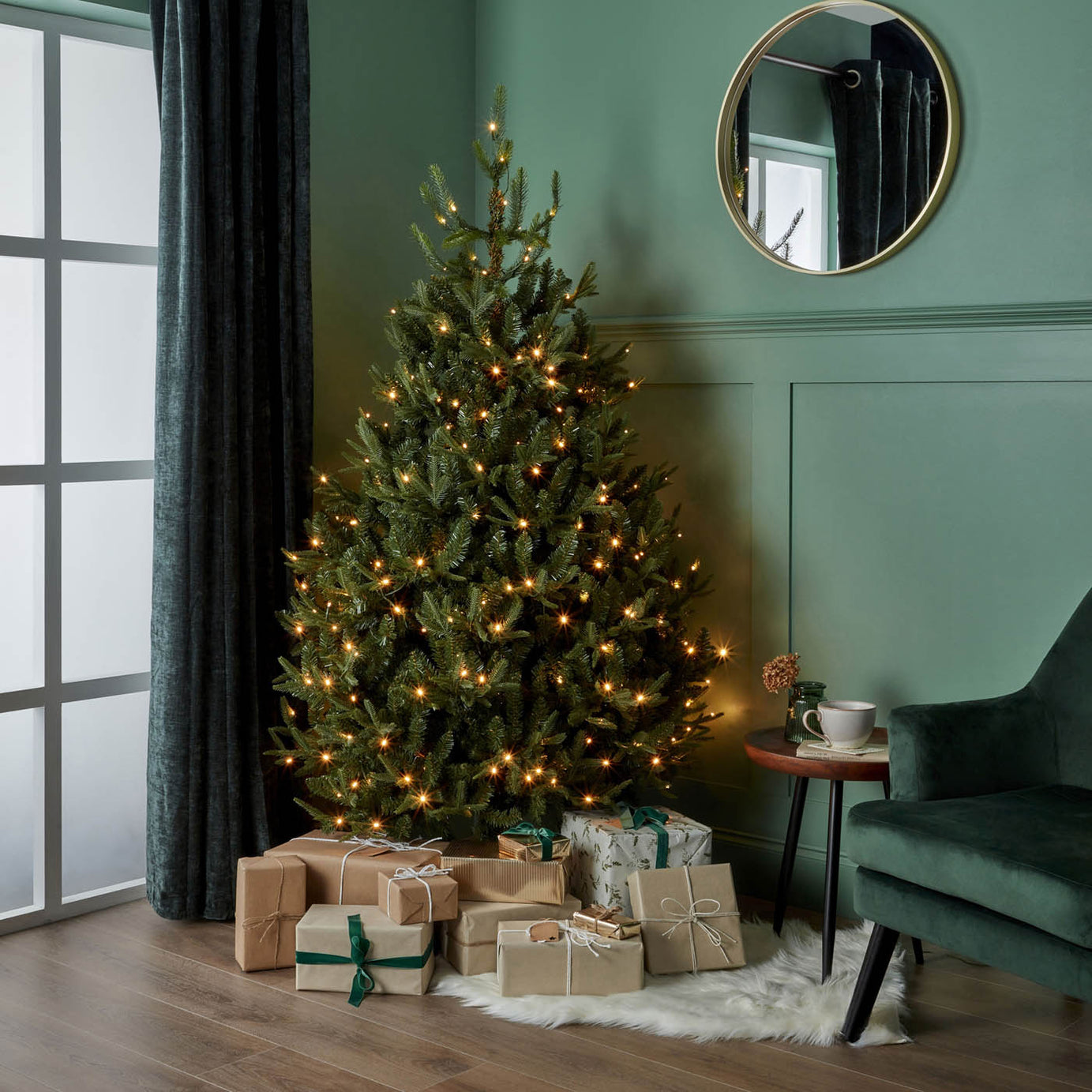 Christmas Tree Green Pre-lit Artificial Full Fraser Fir Warm White Indoor 6ft - Image 1