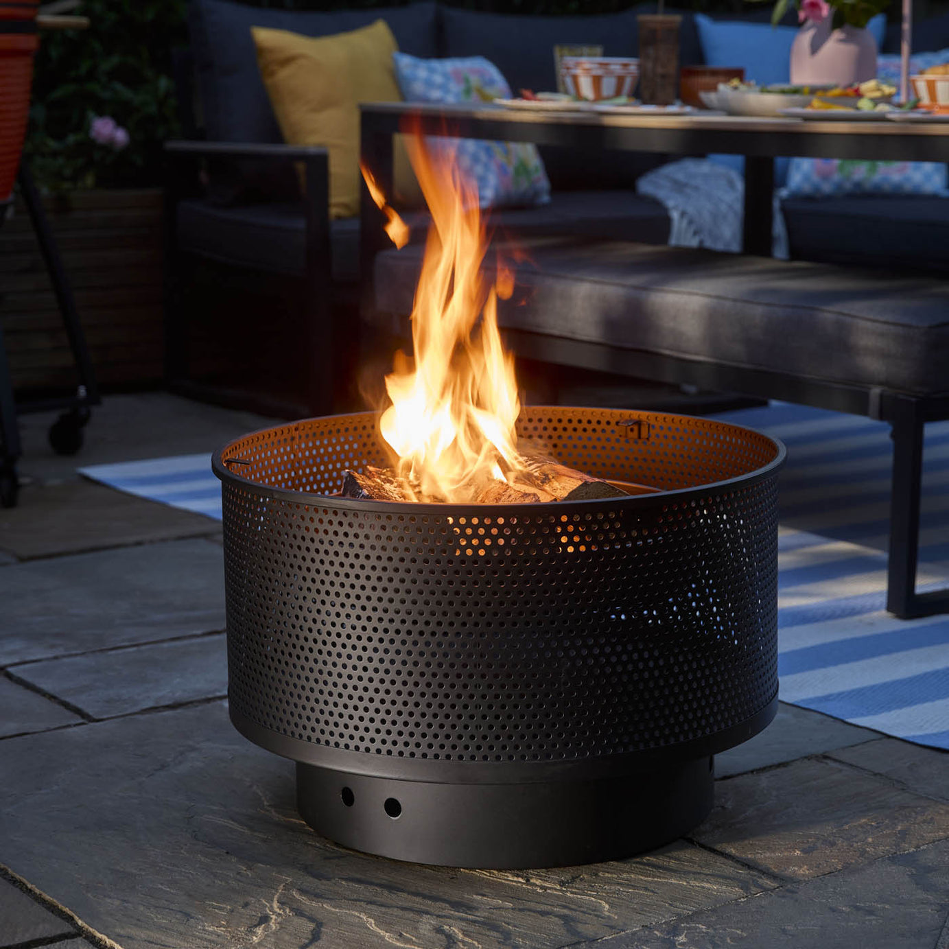 GoodHome Firepit Table Aconite Steel Matt Black Round - Image 3