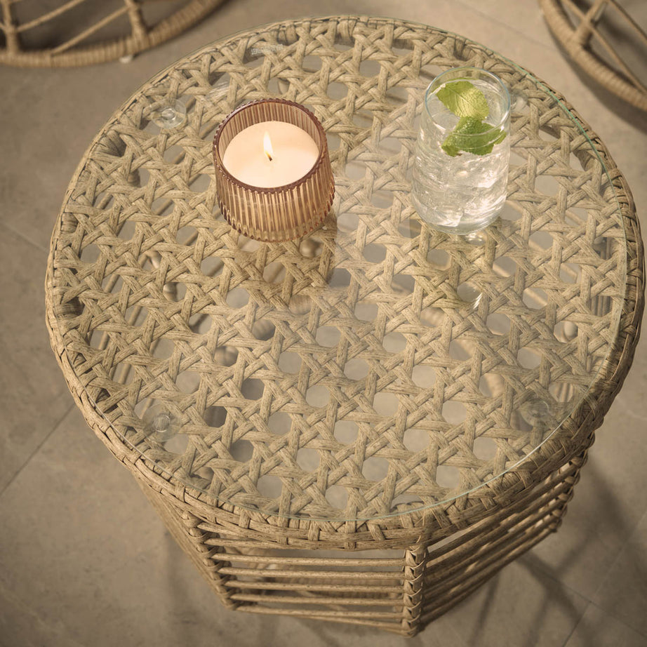 Garden Bistro Set 2 Seater Table Chairs Beige Metal With Cushions Outdoor - Image 8