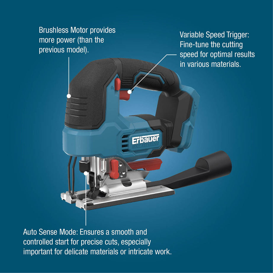 Erbauer Jigsaw Cordless 18V 4Ah Li-Ion ERI1087JSW Brushless Soft Grip Compact - Image 3