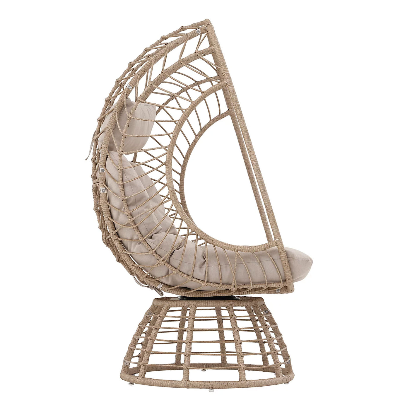 GoodHome Omalos Hanging Egg Chair Beige Rattan Effect Garden Seat - Image 3