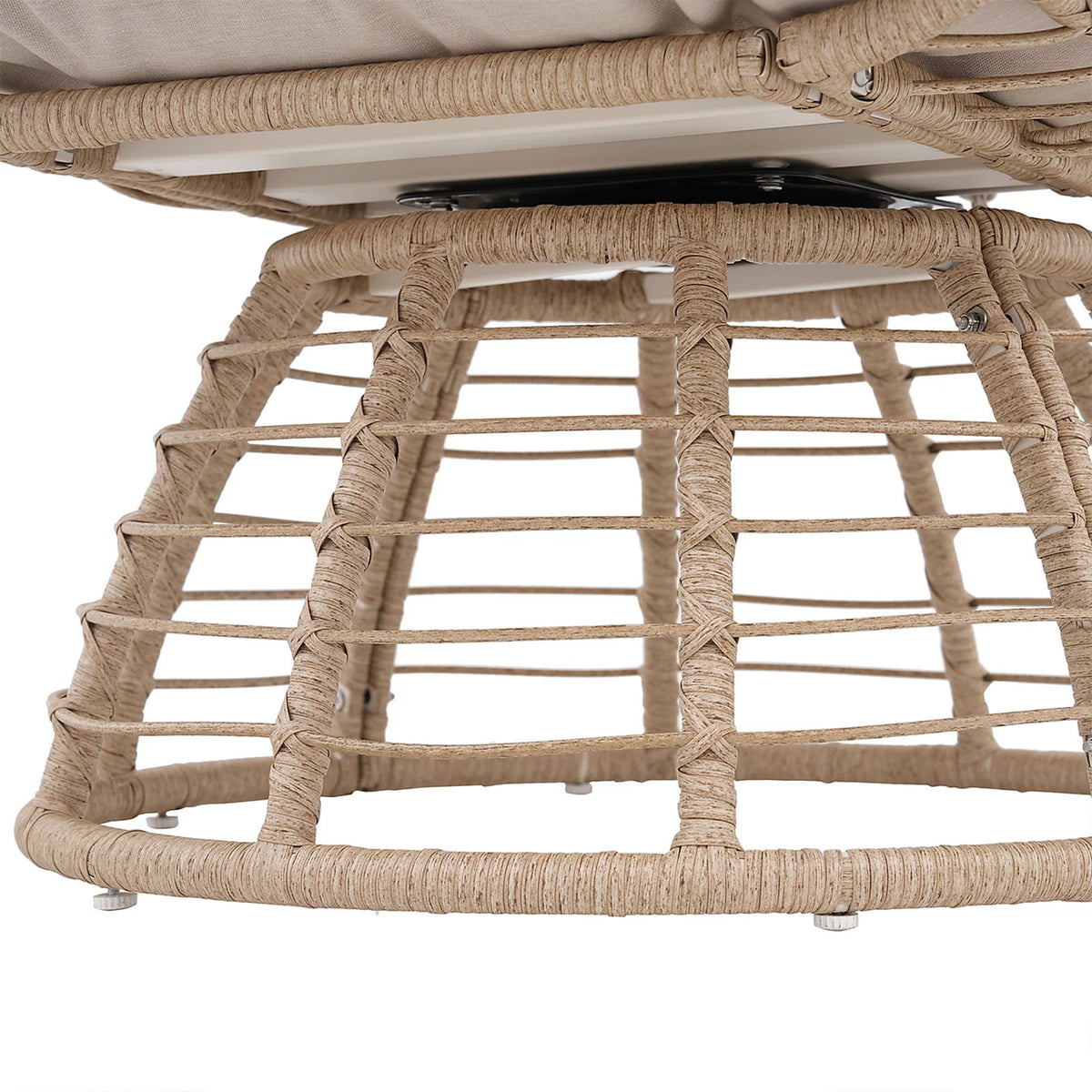 GoodHome Omalos Hanging Egg Chair Beige Rattan Effect Garden Seat - Image 6
