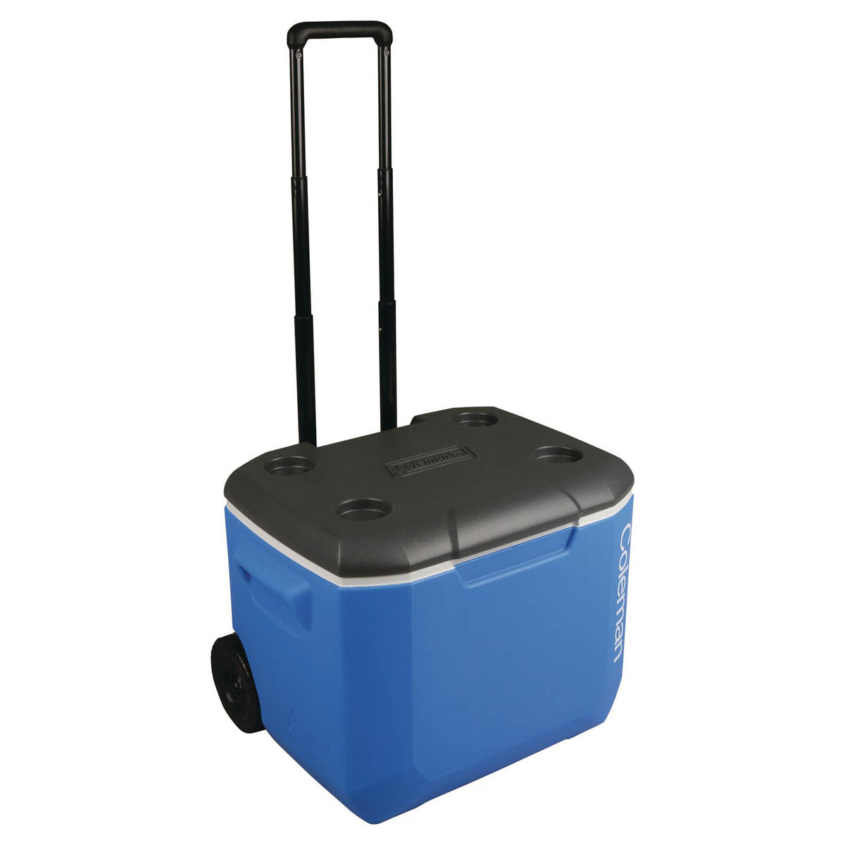 Coleman Cooler Box 56L Blue Portable Wheels Telescopic Handle Camping Picnic - Image 3