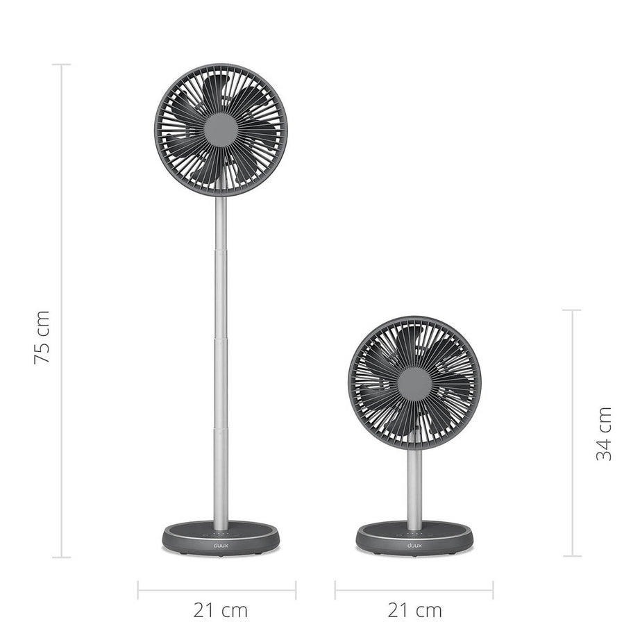 Duux Desk Fan 8" Charcoal Quiet 4 Speed Oscillating Tilting Adjustable Height - Image 2