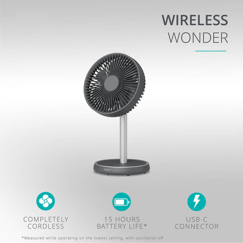 Cordless Table Fan 8" Quiet 4 Speed Oscillating Tilting Adjustable Height - Image 4
