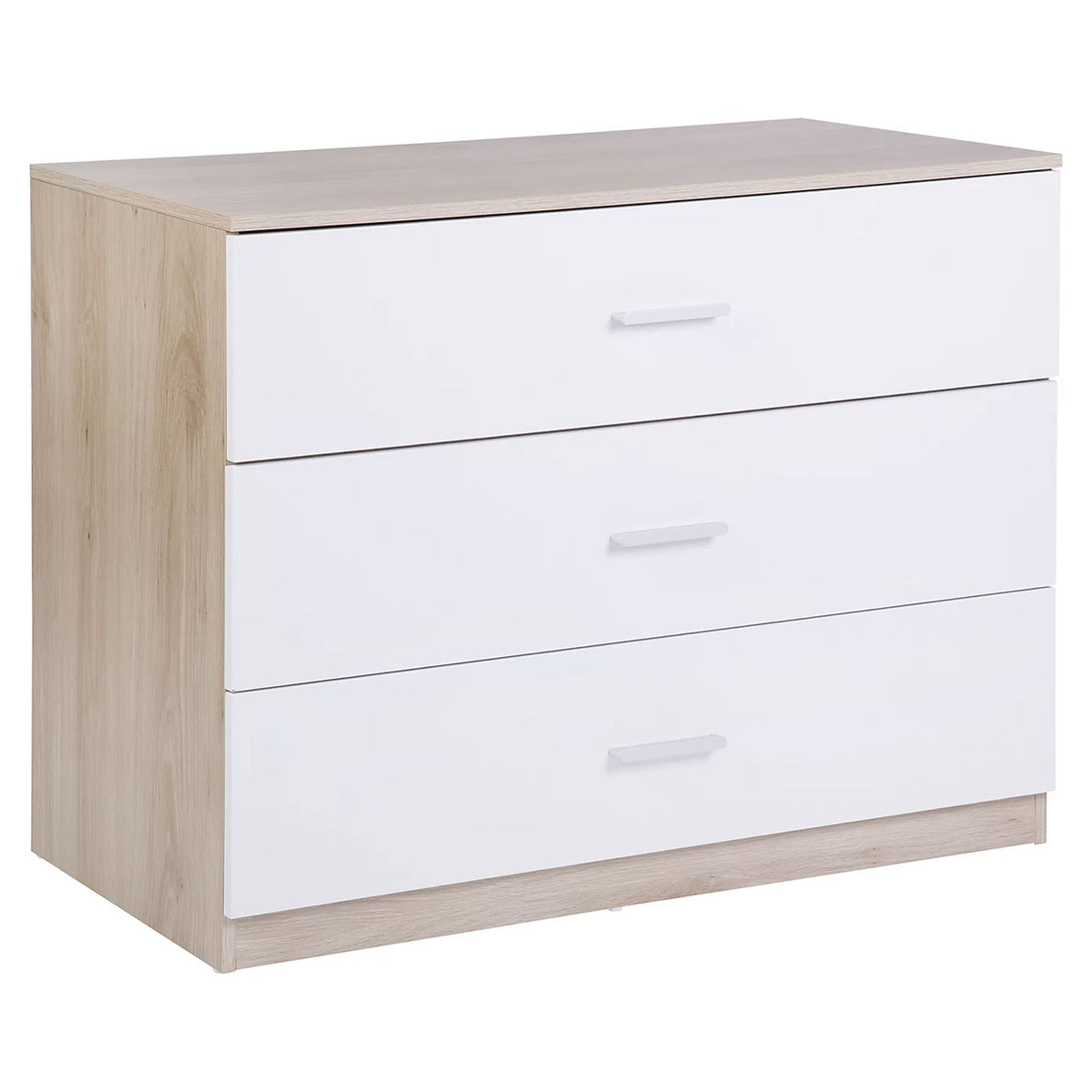 Hadwell 3 Drawer Chest White Natural Oak Effect Bedroom Storage Unit - Image 2