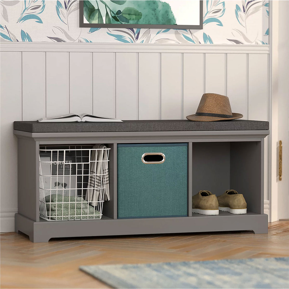 Grey 3 Pair Shoe Cabinet Bevelled Mirror Door Hallway Storage Cupboard - Image 6