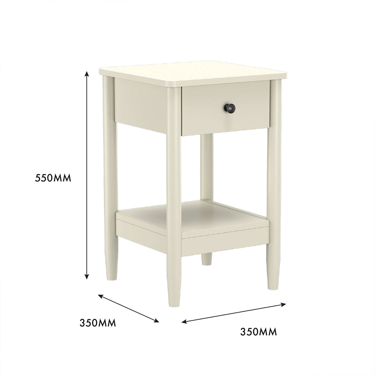 Natural Cream 1 Drawer Bedside Cabinet Painted Bedroom Side Table Chest - Image 5