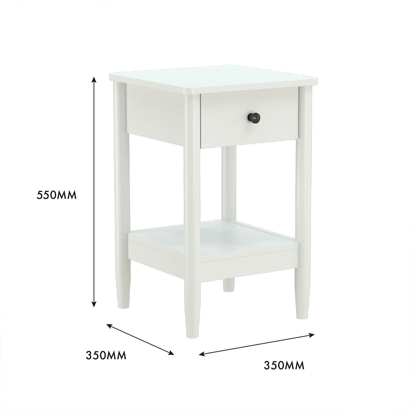 Flexi Storage Bedside Chest White Painted 1 Drawer MDF 55x35x35cm - Image 5