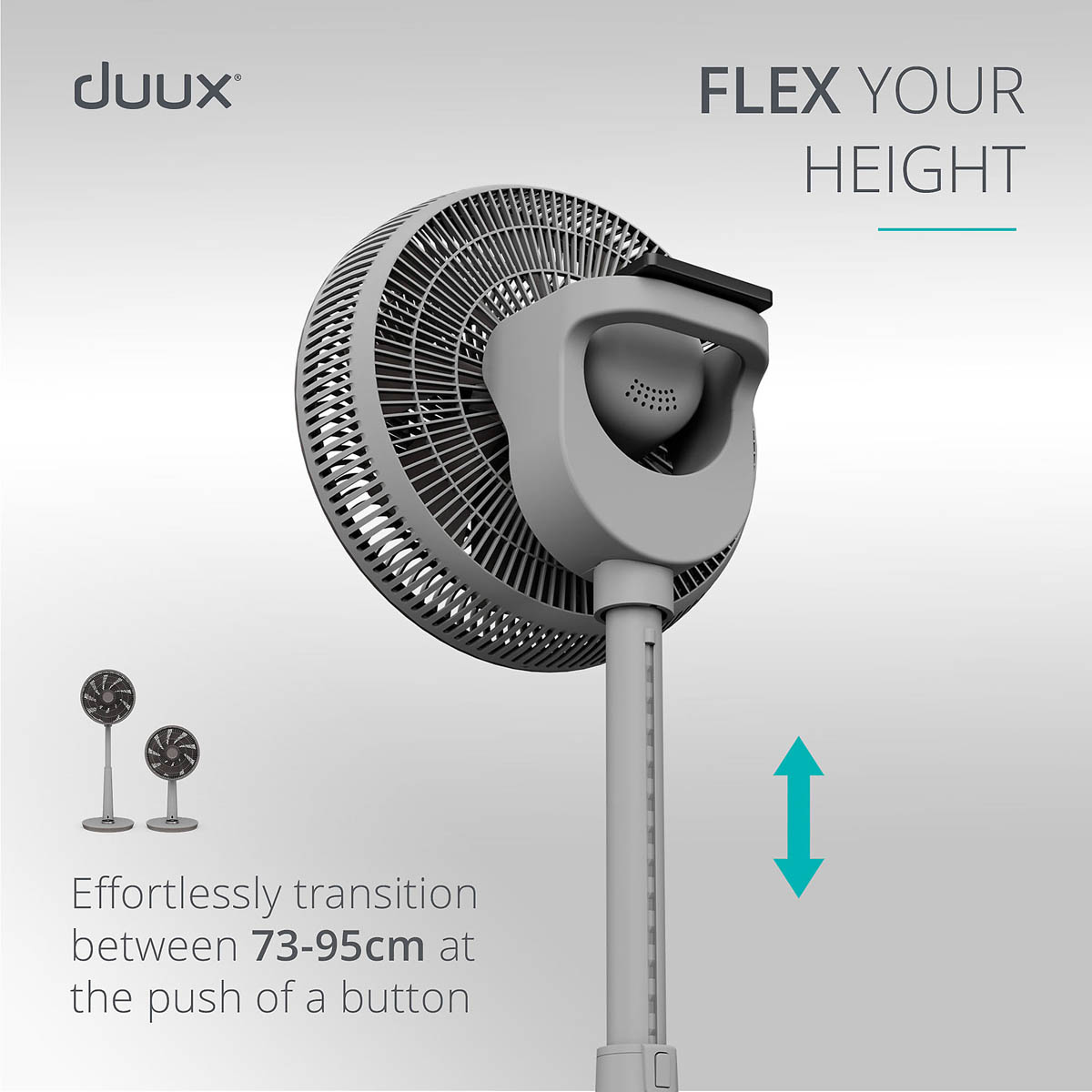 Duux Pedestal Fan Whisper 2 Quiet Mark Grey Oscillating Tilt 12" Remote Control - Image 3