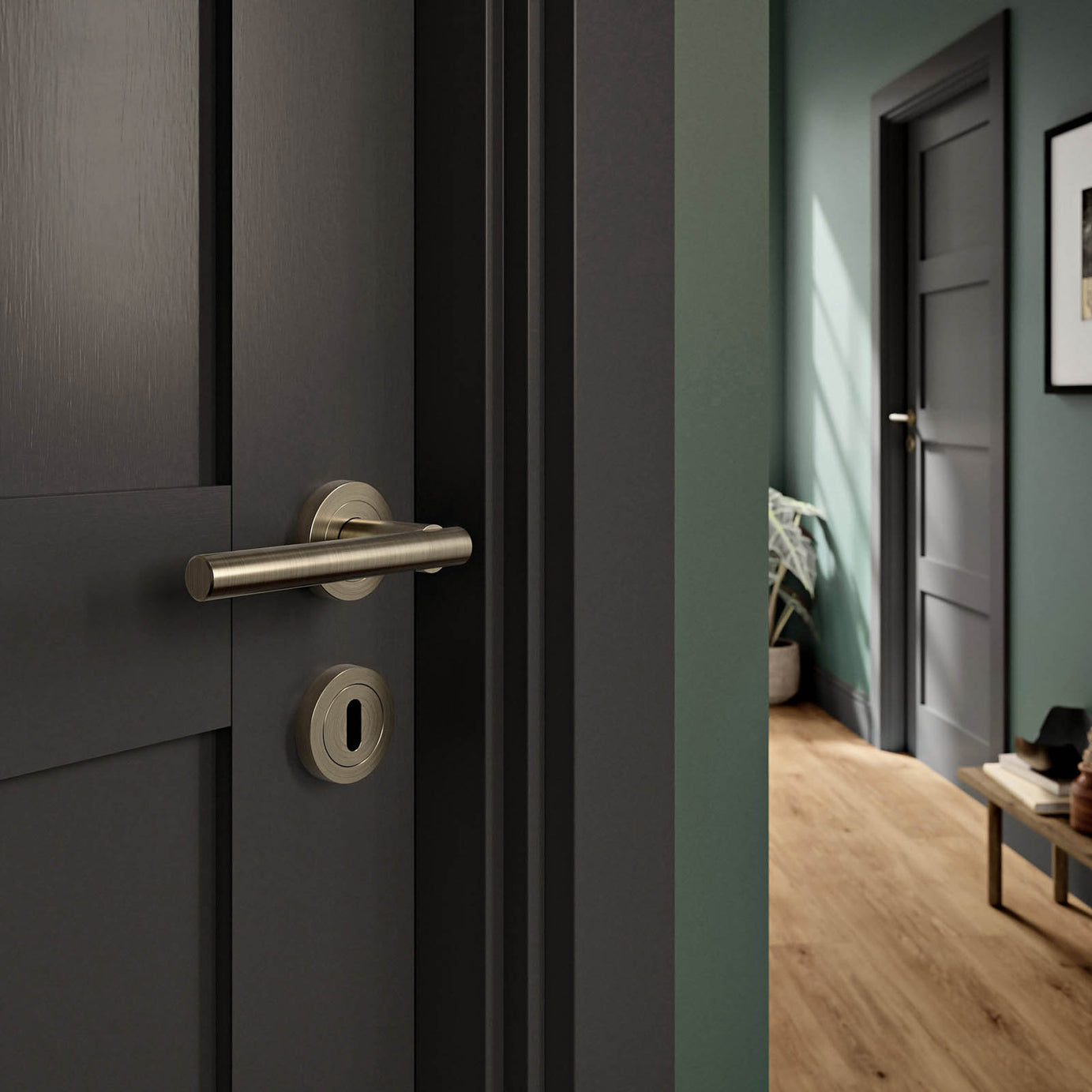 Door Handle Brushed Antique Brass Effect Straight Lever (L)124.5mm 3 Pack - Image 6