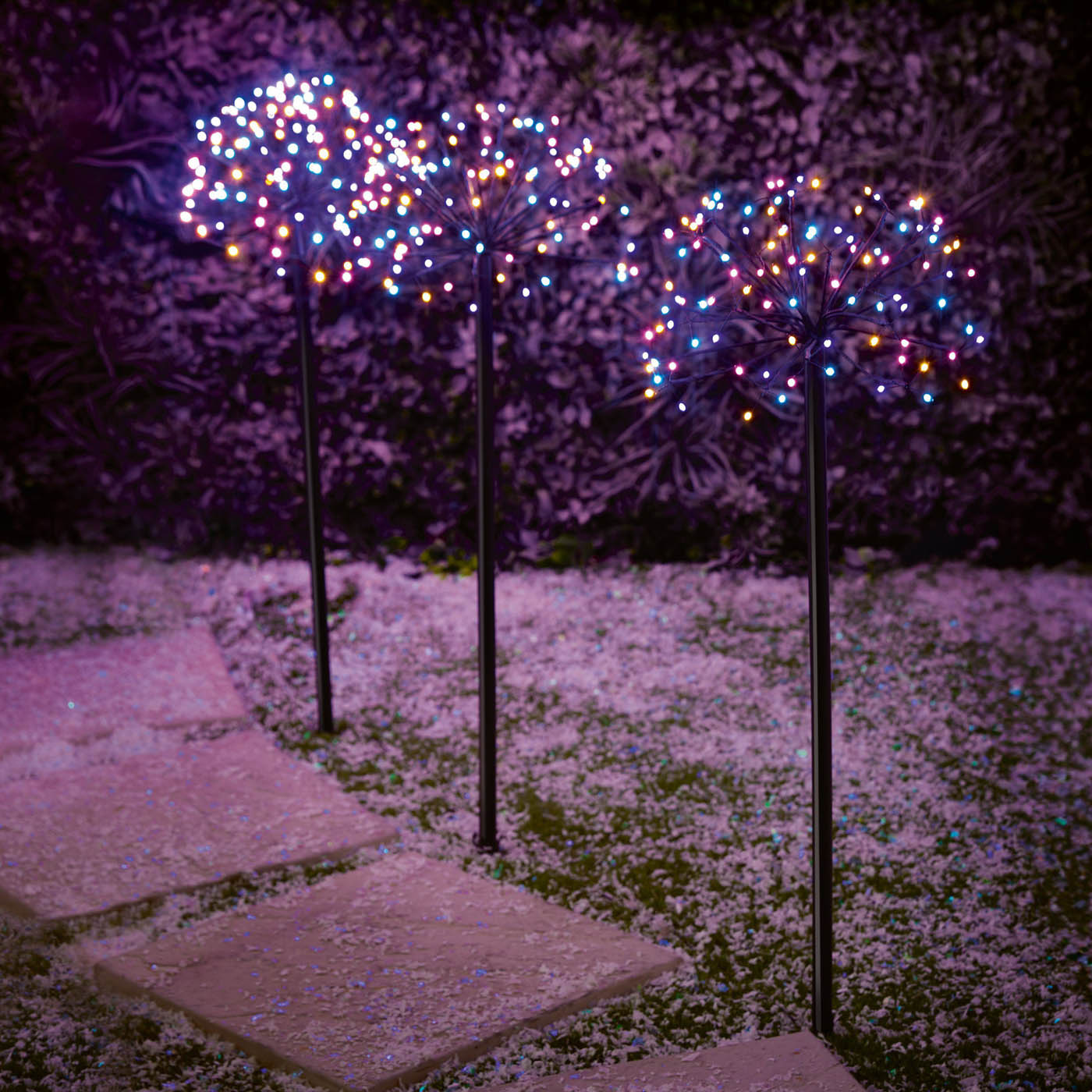 Garden LED Stake Light Rainbow Round Outdoor Patio Pathway Lights Pack Of 3 - Image 1