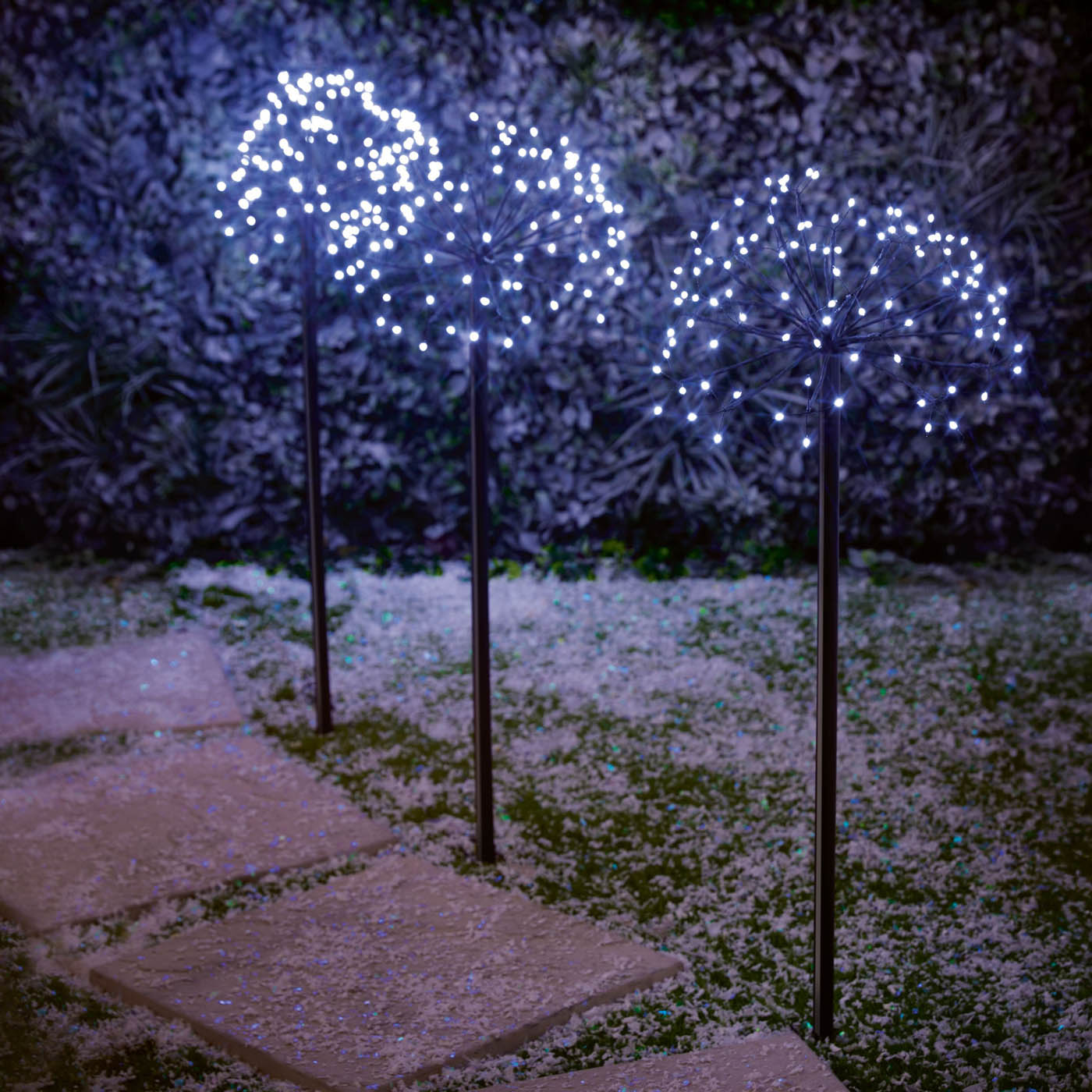 Garden LED Stake Light Indoor Outdoor White Round (H)100 x (D)50cm Pack of 3 - Image 1