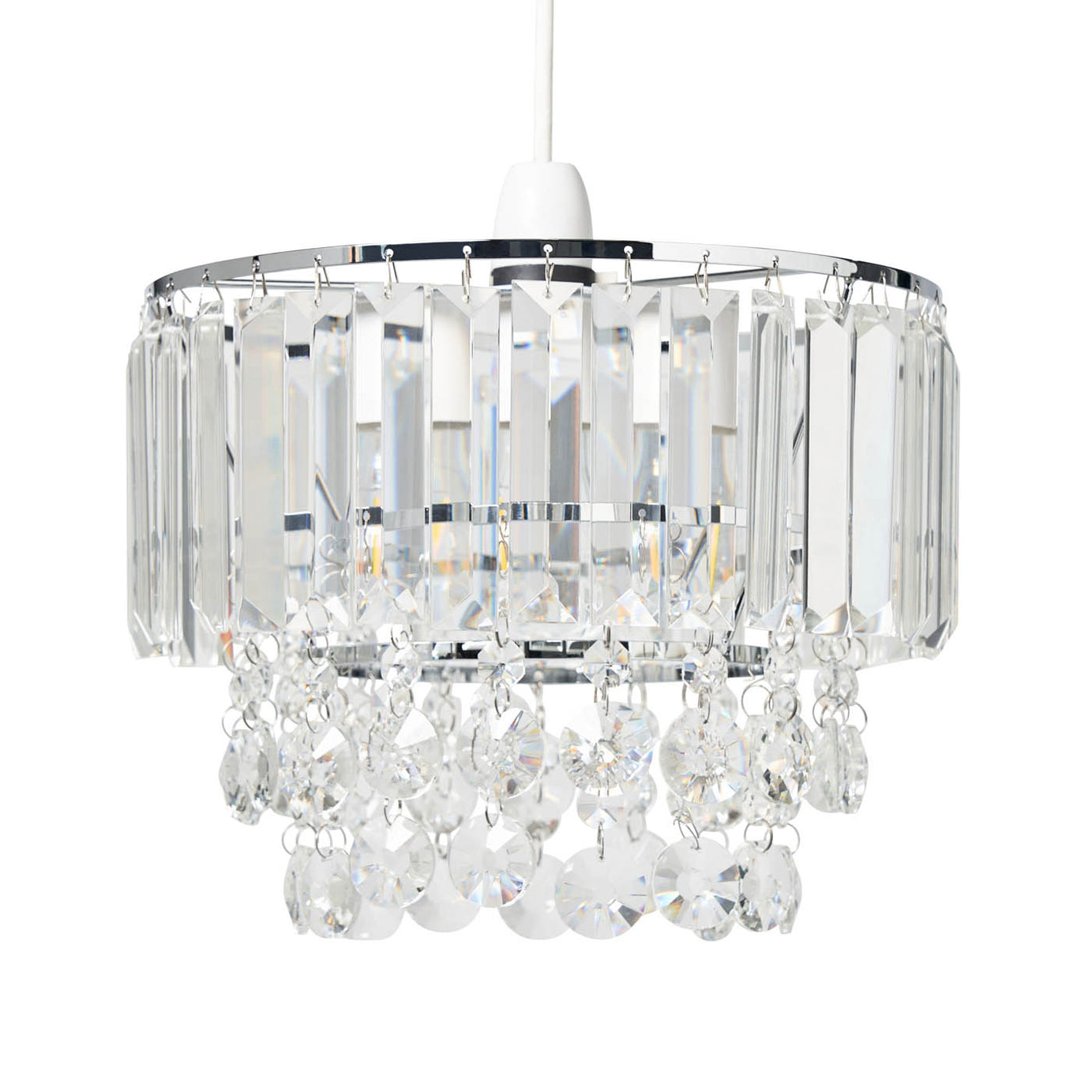 Inlight Tiered Lamp Shade Round Glass Crystals Polished Chrome Effect (D)27cm - Image 8
