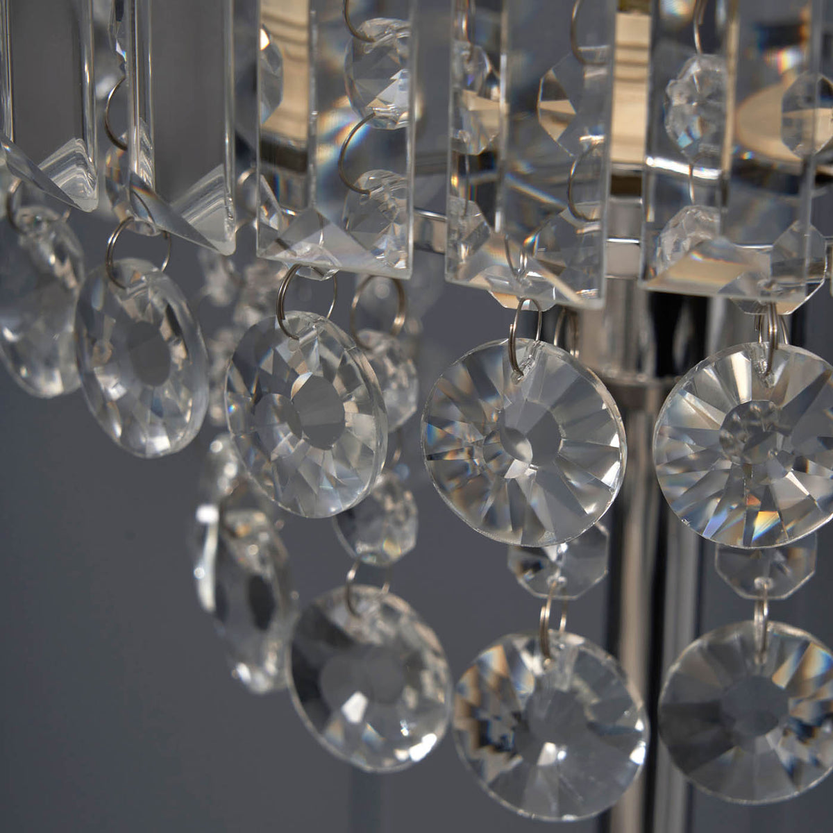 Inlight Table Lamp Tiered Glass Crystal Round Polished Chrome Effect (H)44cm - Image 5