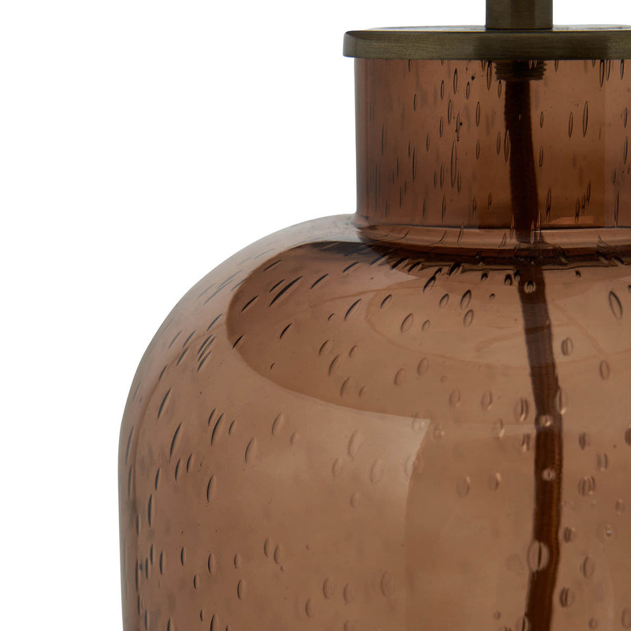 Inlight Table Lamp Glass Bottle Bubbles Amber Antique Effect Round Bedside Light - Image 8