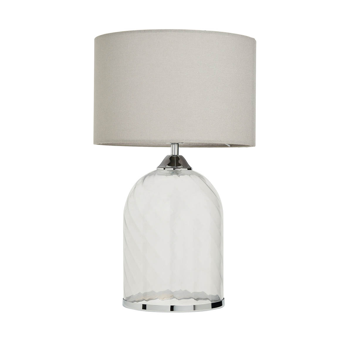 Inlight Table Lamp Clear Ribbed Glass Base Grey Shade Round Modern (Dia)280 mm - Image 8