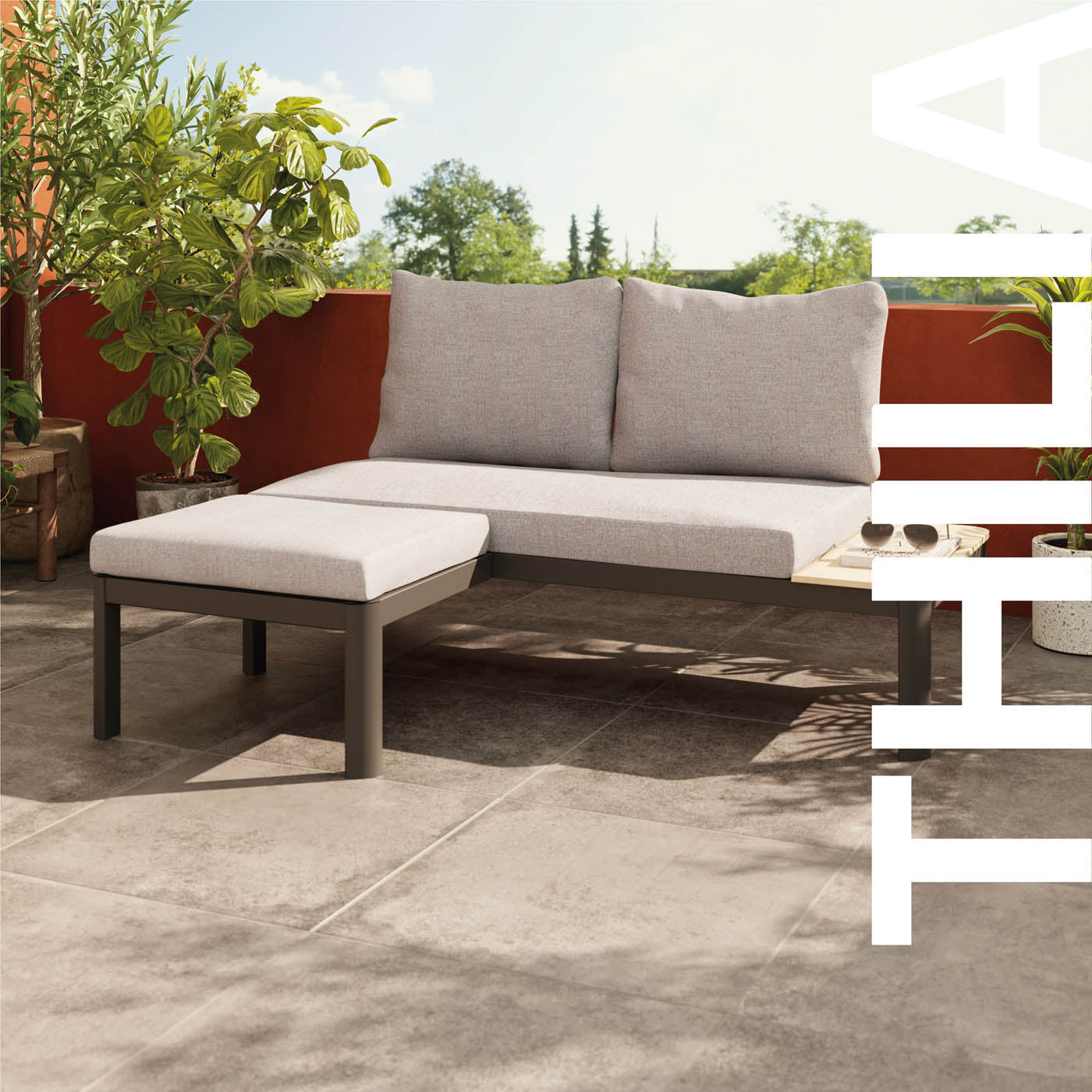 Garden Modular Corner Furniture Set 2 Seater Grey Metal Removable Cover - Image 6