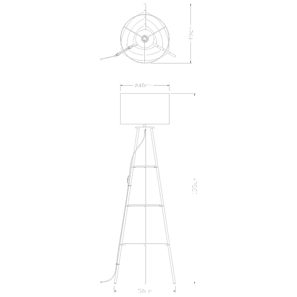 Aspen Floor Lamp With Shelves Matt Grey Drum Shade Modern Livingroom (H)155cm - Image 2