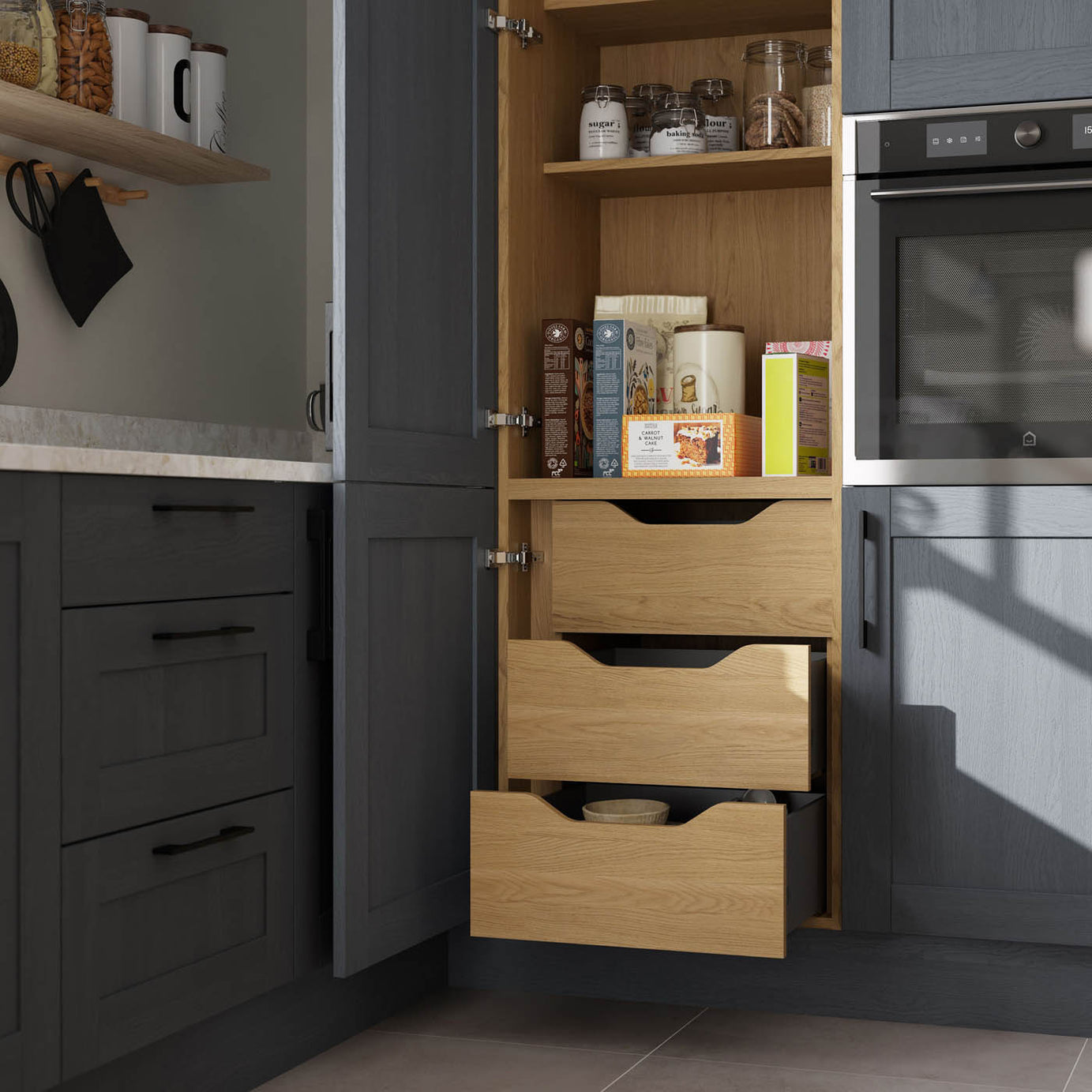 Kitchen Internal 3 Drawer Front Matt brown Oak Effect Modern 715x56x18mm - Image 3