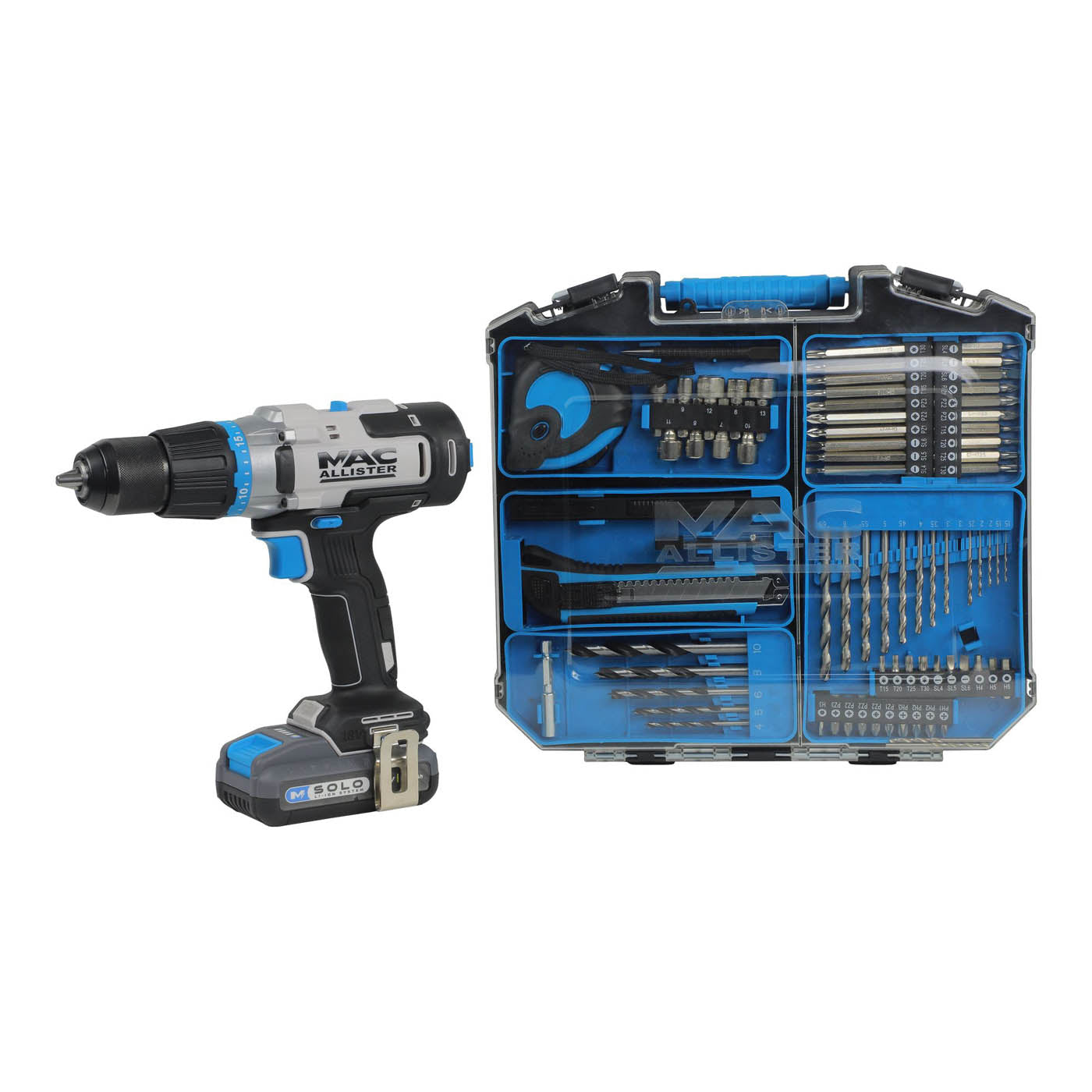 Mac Allister Combi Drill Cordless MCI1258COM 18V Li-Ion SOLO 74 Pcs Accessory - Image 1