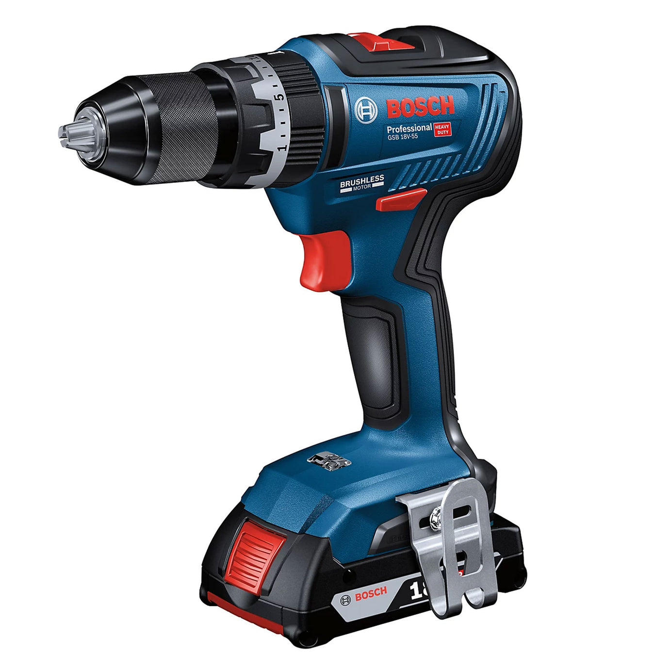 Bosch Professional GSB 18V-55 Brushless Combi Drill 2x4Ah Batteries - Image 2