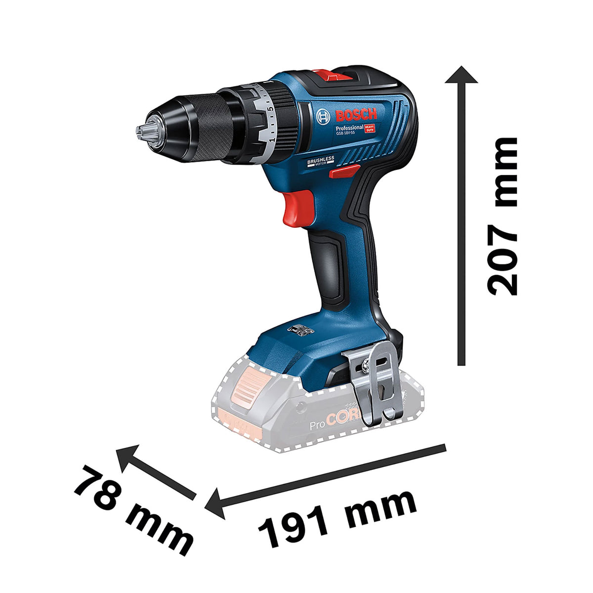 Bosch Professional GSB 18V-55 Brushless Combi Drill 2x4Ah Batteries - Image 9