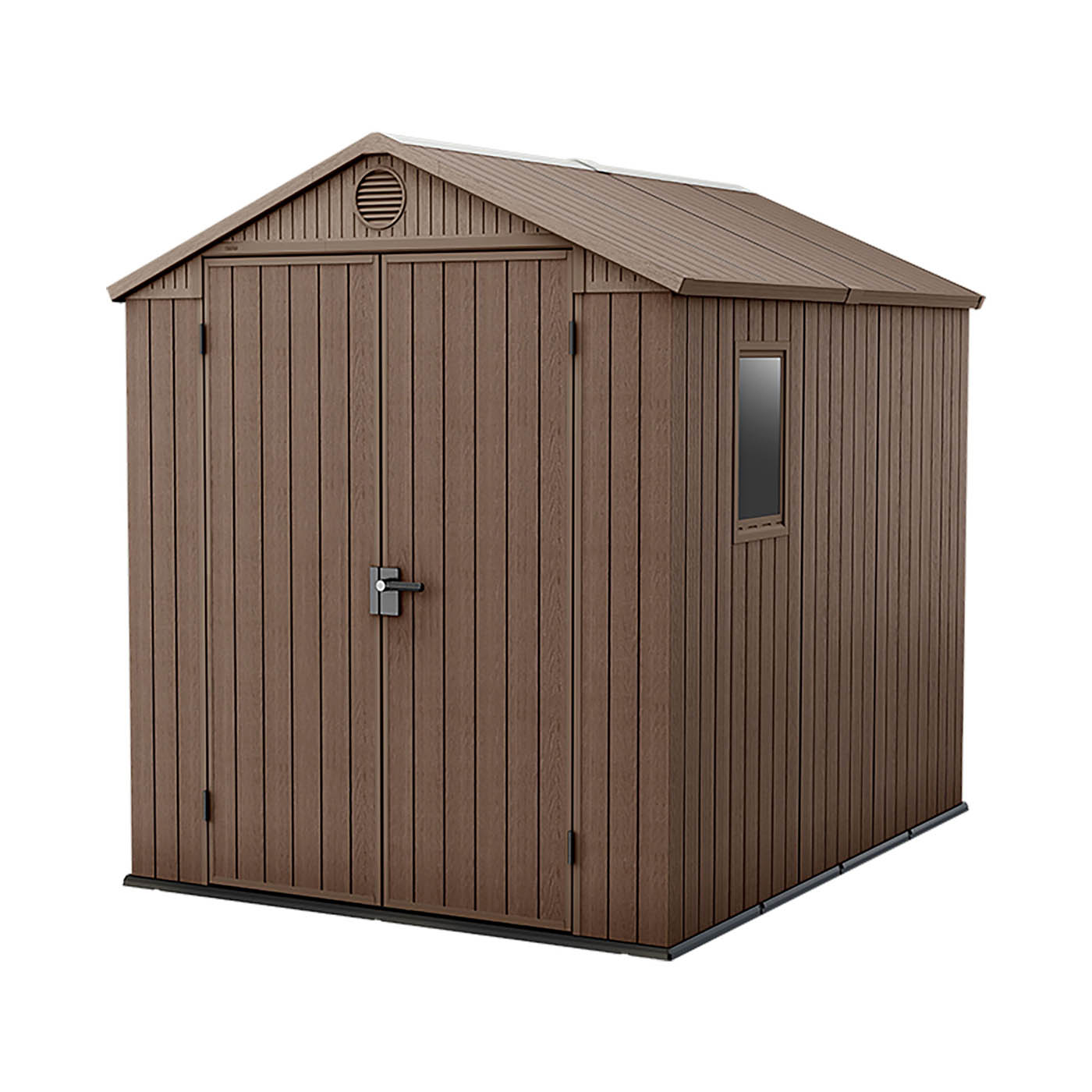 Keter Darwin 8x6 ft Apex Plastic 2 door Shed with floor & 1 window - Image 1