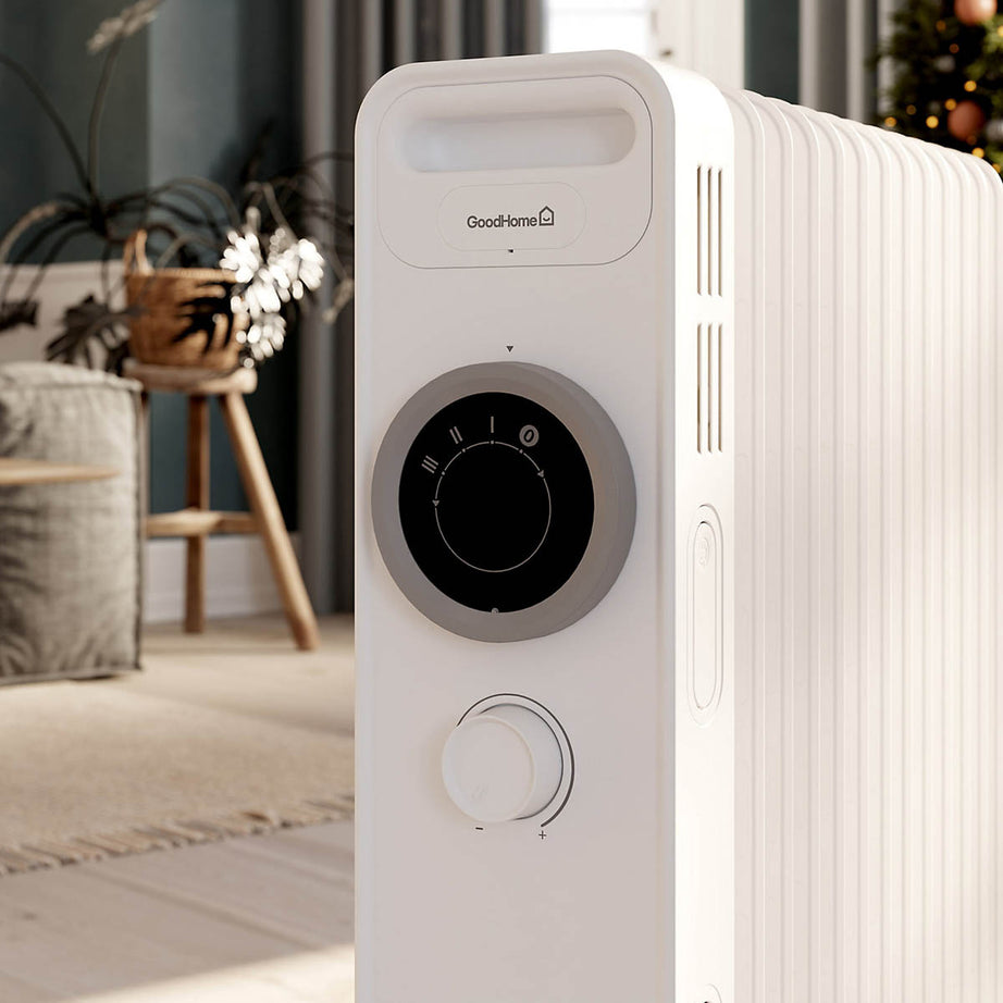 Oil Filled Radiator Electric Heater White Adjustable Thermostat Portable 2500W - Image 3