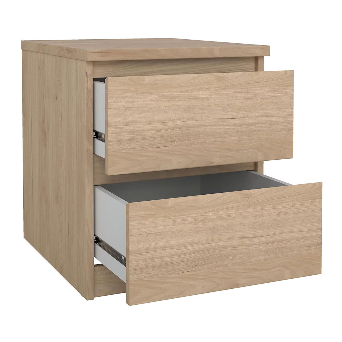 Esla Jackson Hickory 2 Drawer Bedside Table Wood Effect Bedroom Cabinet - Image 3