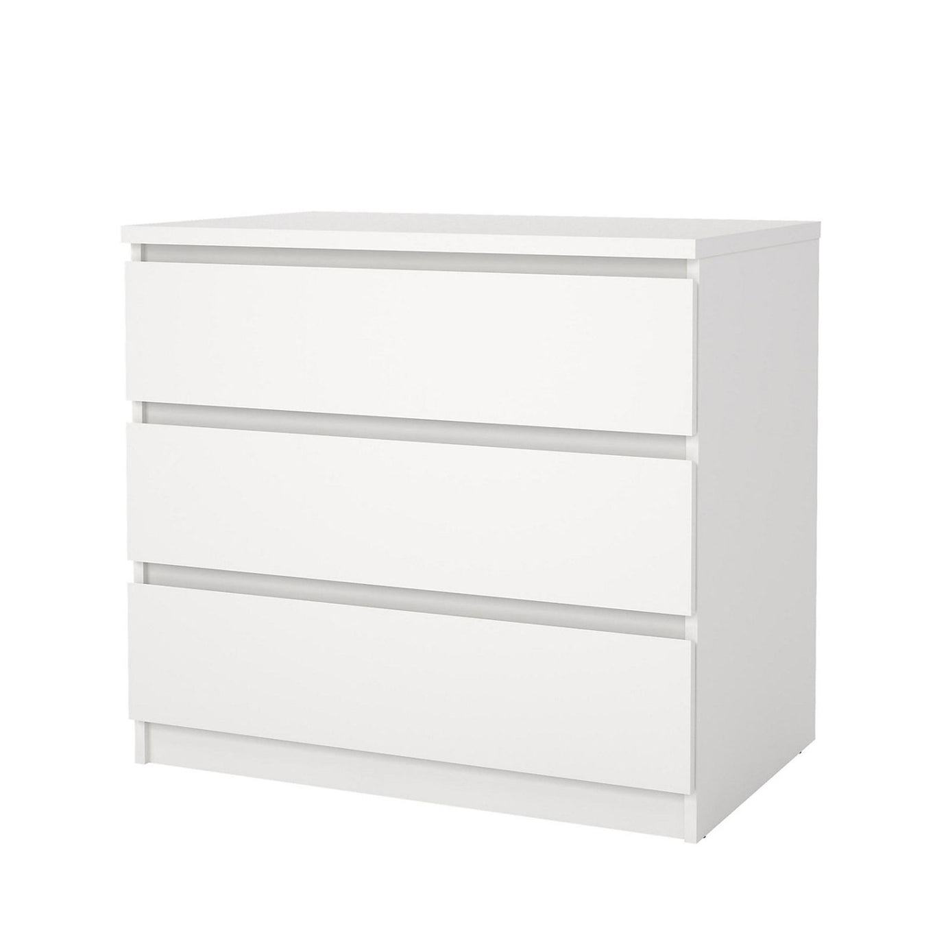 Esla Matt White 3 Drawer Chest Bedroom Storage Cabinet 770mm Wide - Image 1