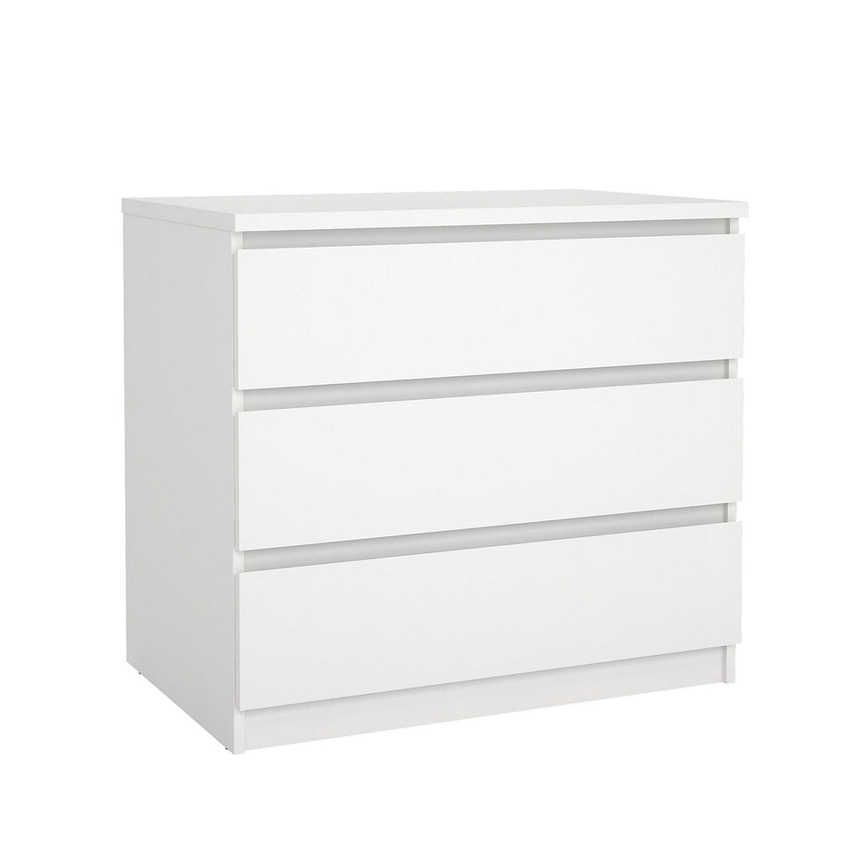 Esla Matt White 3 Drawer Chest Bedroom Storage Cabinet 770mm Wide - Image 2