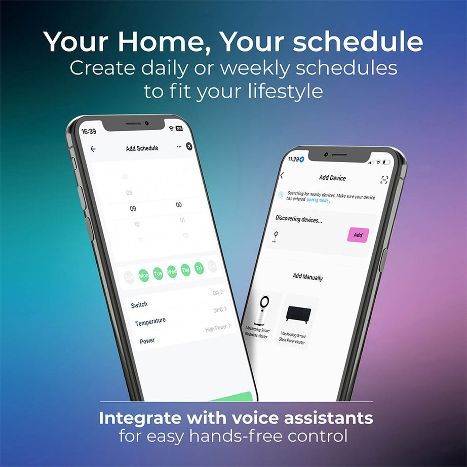 Masterplug Smart Panel Heater Electric 2kW Grey Glass Portable Thermostat Modern - Image 7