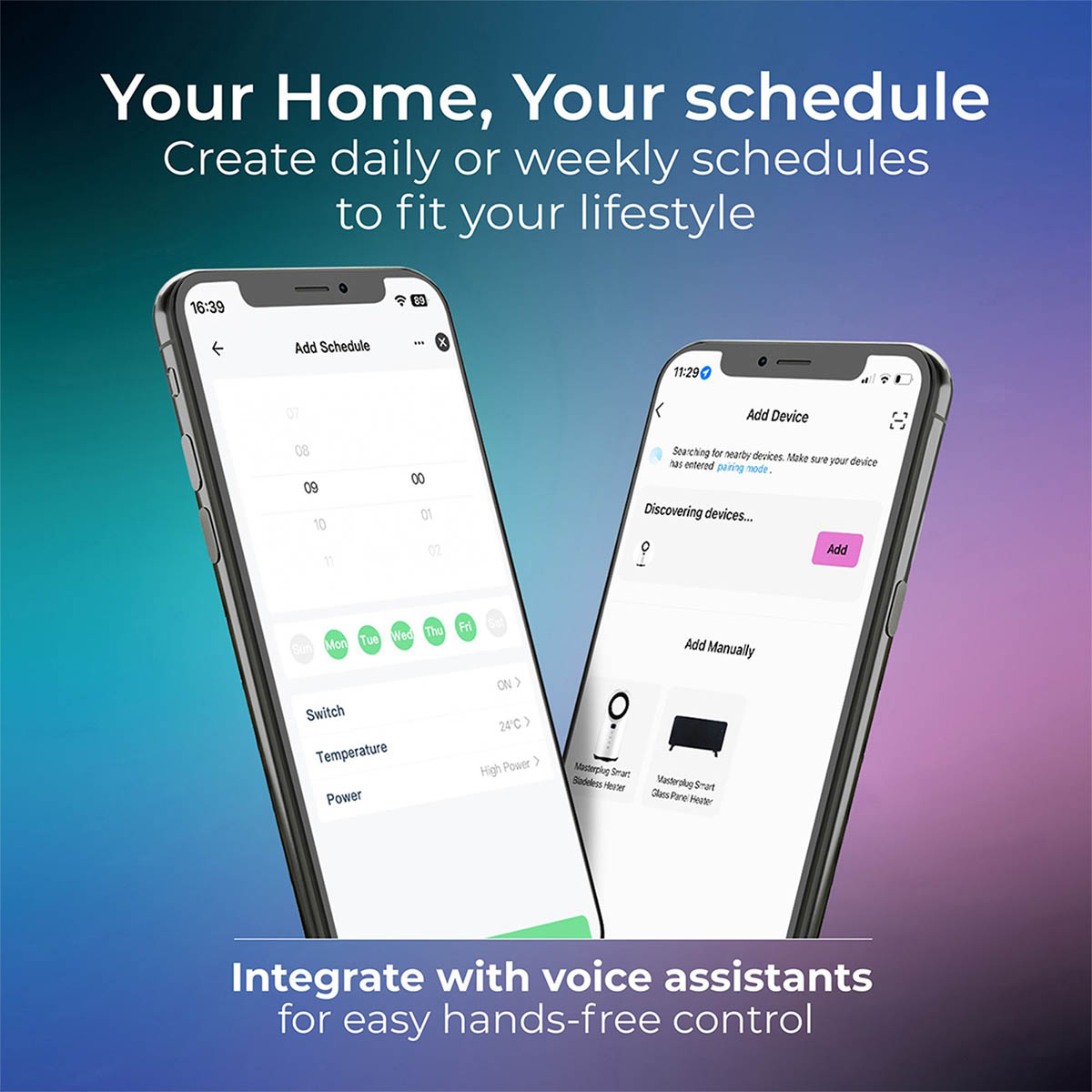 Masterplug Smart Panel Heater Electric 2kW Grey Glass Portable Thermostat Modern - Image 7