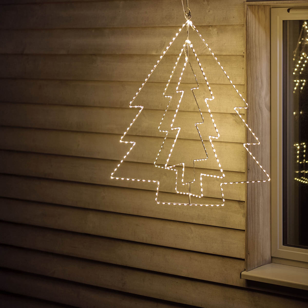 LED Christmas Tree Silhouette Wire Ice Or Warm White Indoor Outdoor Decoration - Image 1