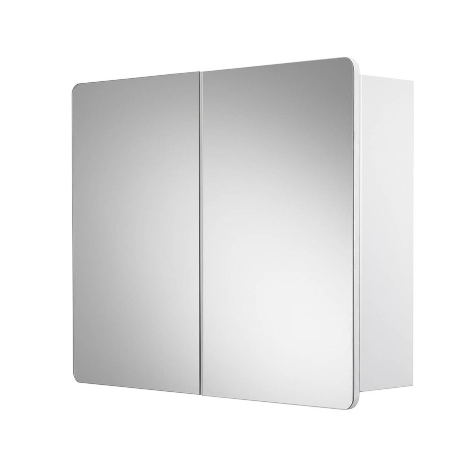 Croydex Bathroom Cabinet Mirrored Double Door Mulino Matt White (H)500 (W)600mm - Image 1