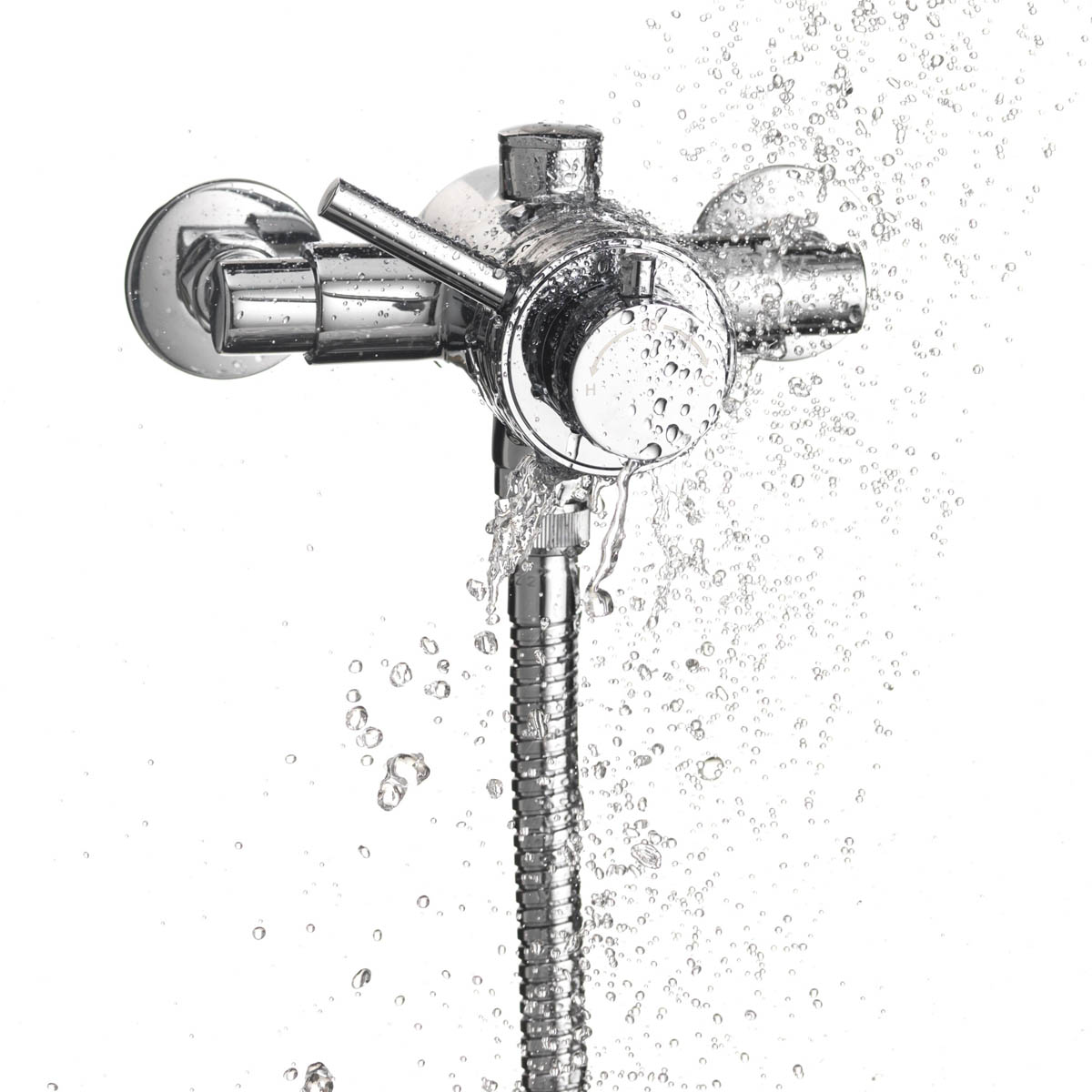 Mixer Shower Chrome Exposed Concealed Valve 3 Spray Patterns Round Head Modern - Image 4