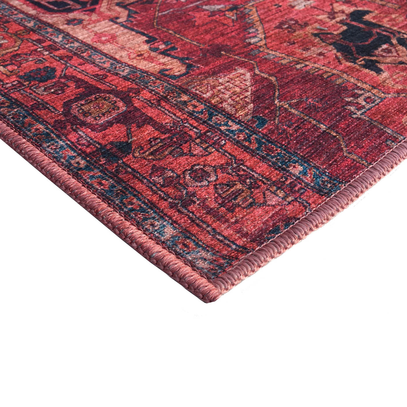 Medium Rug Chenille Red Cotton Traditional Living Room (L)170cm x (W)120cm - Image 4
