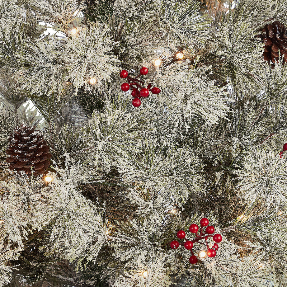 Christmas Tree Artificial Pre-Lit Warm White LED Berries Pine Cones Green 7.6ft - Image 6