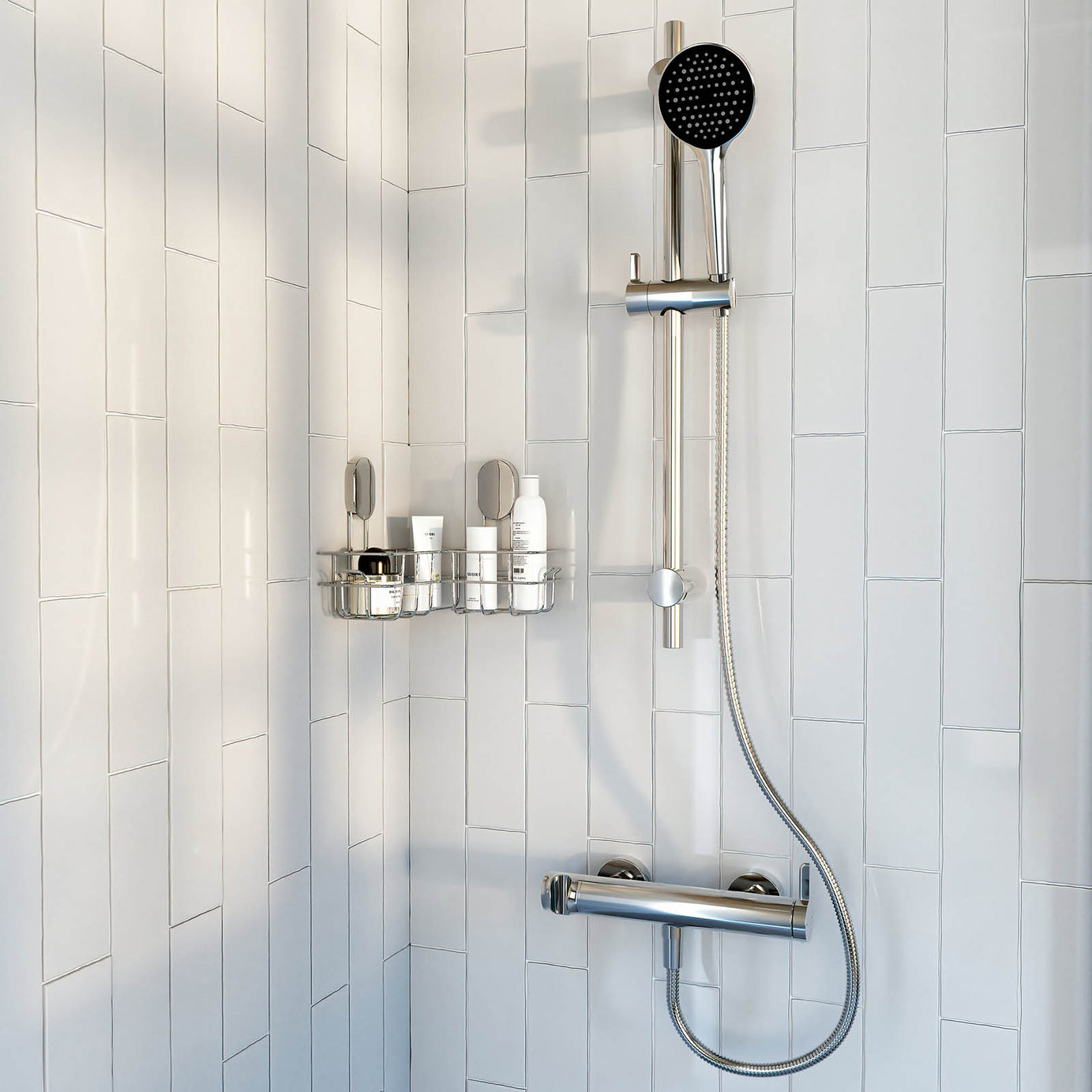 Mixer Shower Kit Chrome Lever Round Head Rainfall Wall Mounted Bathroom Modern - Image 3