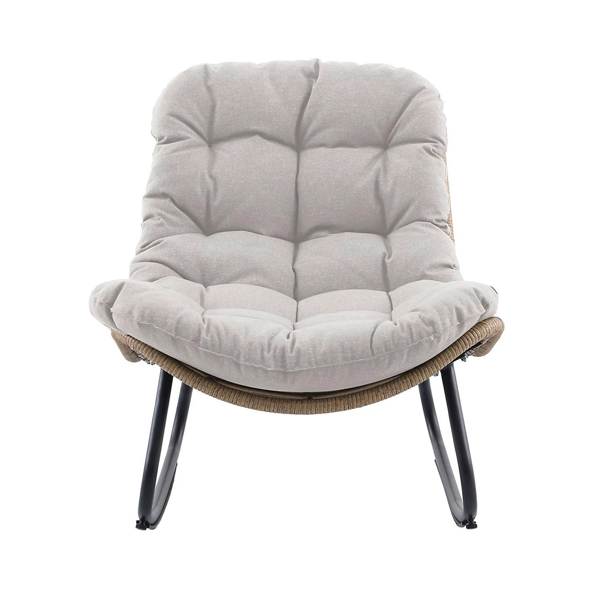 Rattan Effect Outdoor Rocking Chair Steel Frame Cushion Garden Patio - Image 2