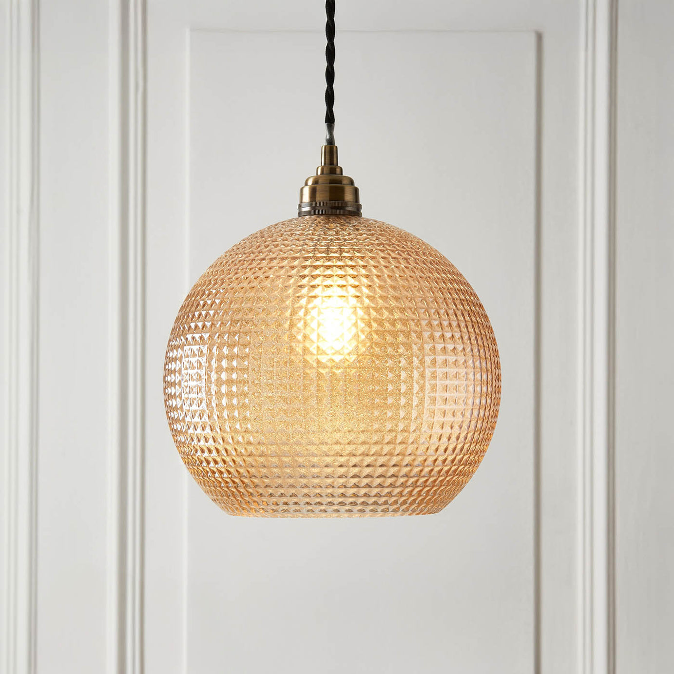 Harbour Studio Ceiling Light Shade Hemsby Champagne Textured Round (D)25cm - Image 1