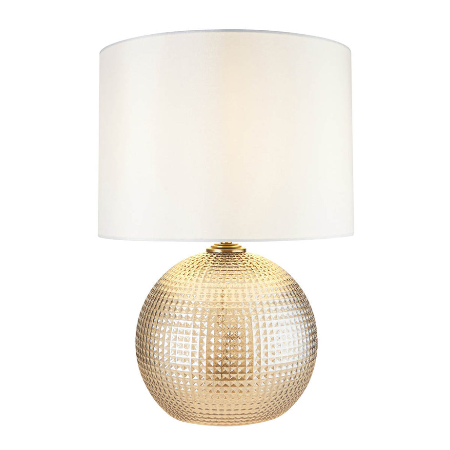 Table Lamp Glass Spherical Champagne Ivory Shade Antique Brass Effect Modern - Image 5